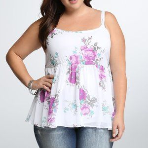 Torrid Floral Chiffon Babydoll Cami Top